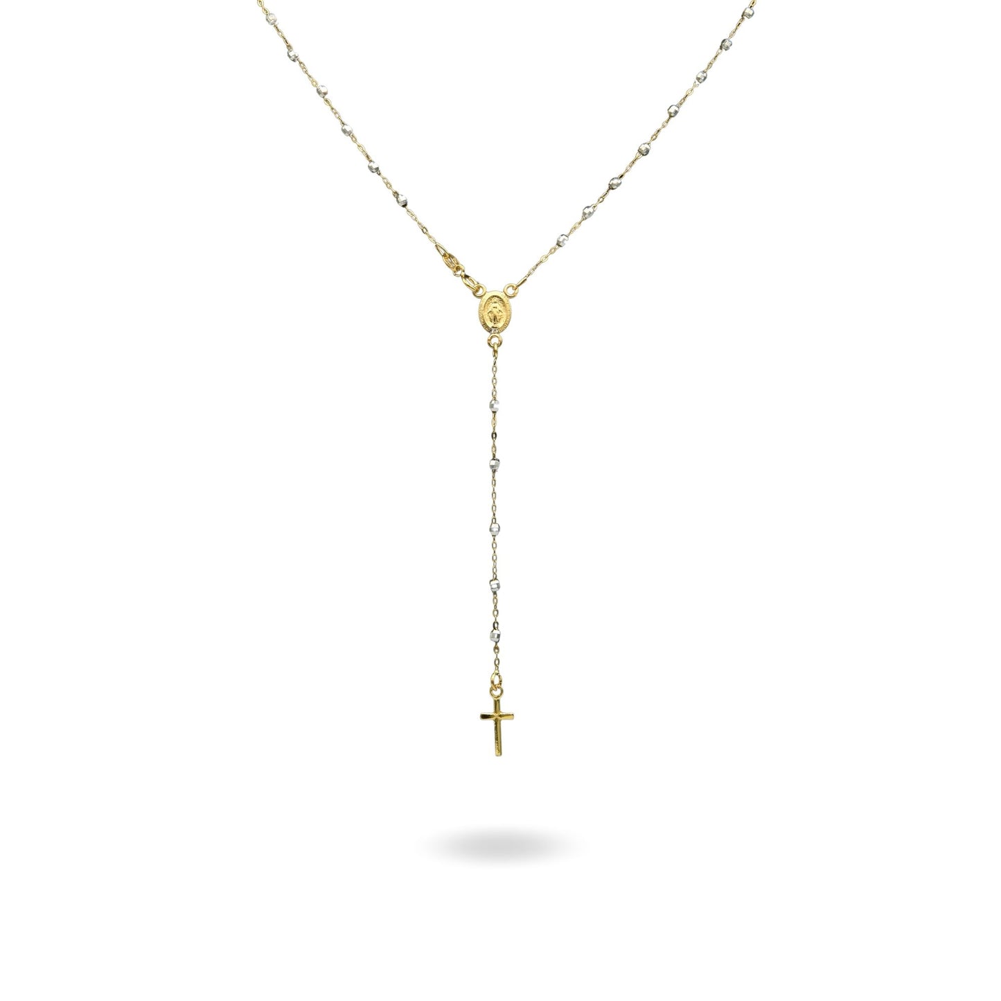 Collana Oro Bianco, Oro Giallo Oro 18 carati Rosario Modello Pendente Solo Oro 60 cm.Sfera mm 2,5