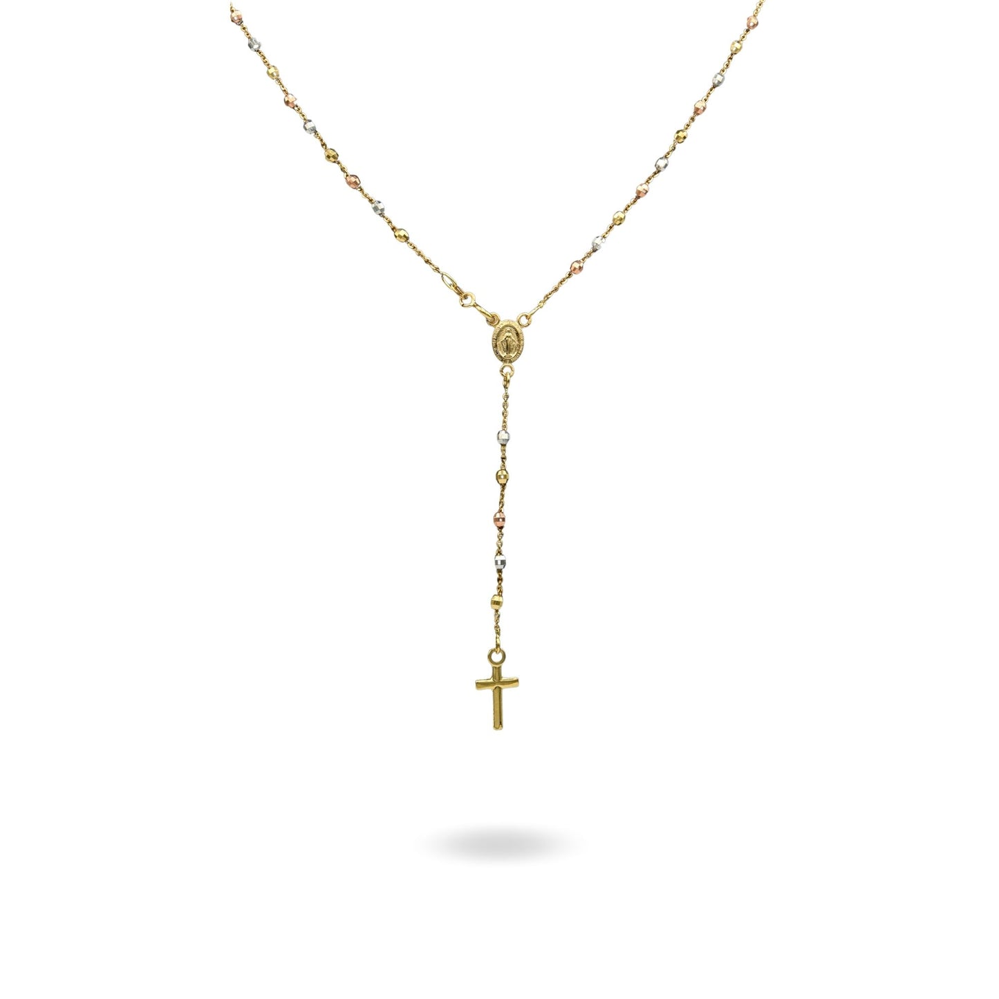 Collana Oro Bianco, Oro Giallo, Oro Rosa Oro 18 carati Rosario Modello Pendente Solo Oro 50 cm.Sfera mm 3