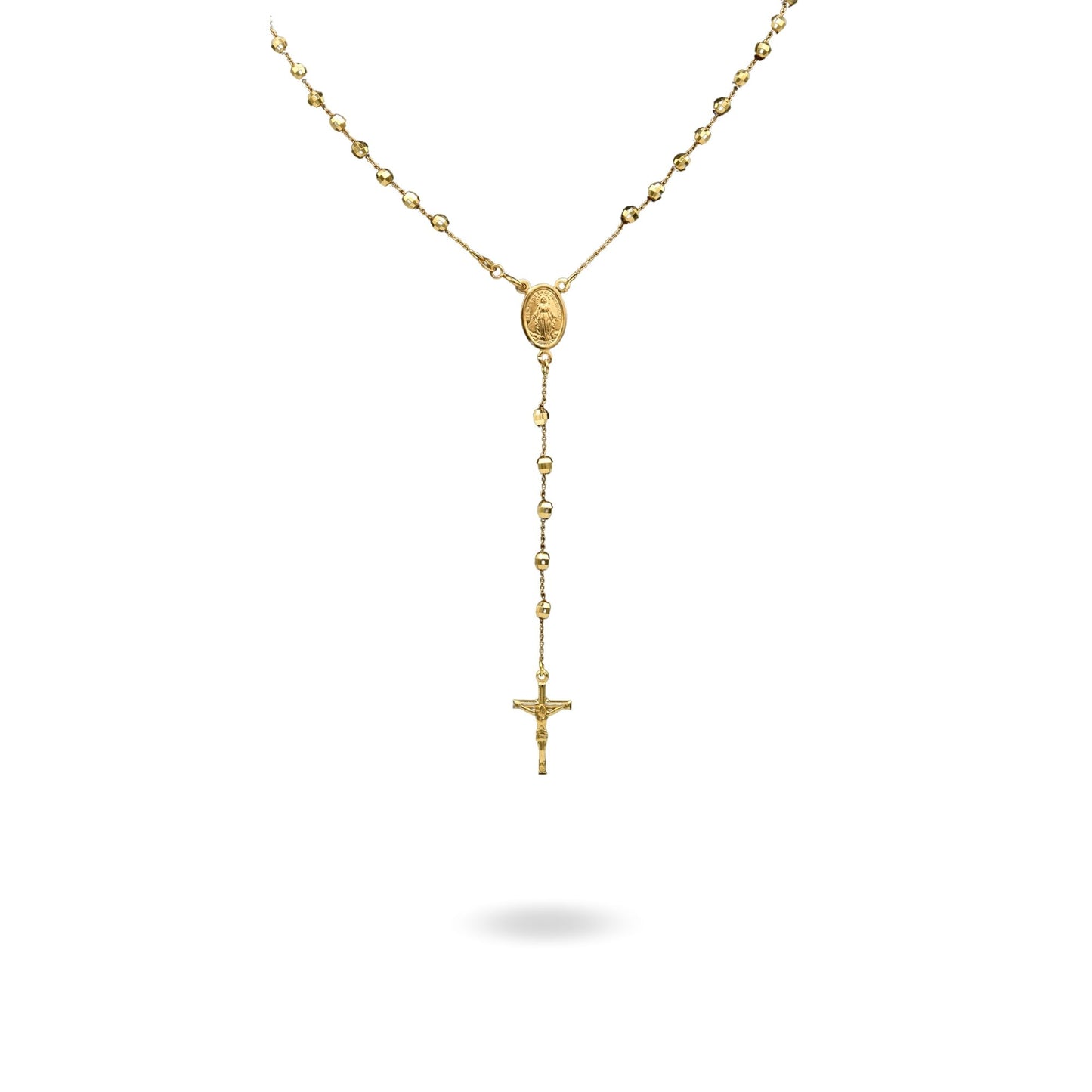 Collana Oro Giallo Oro 18 carati Rosario Modello Pendente Solo Oro 50 cm.Sfera mm 4