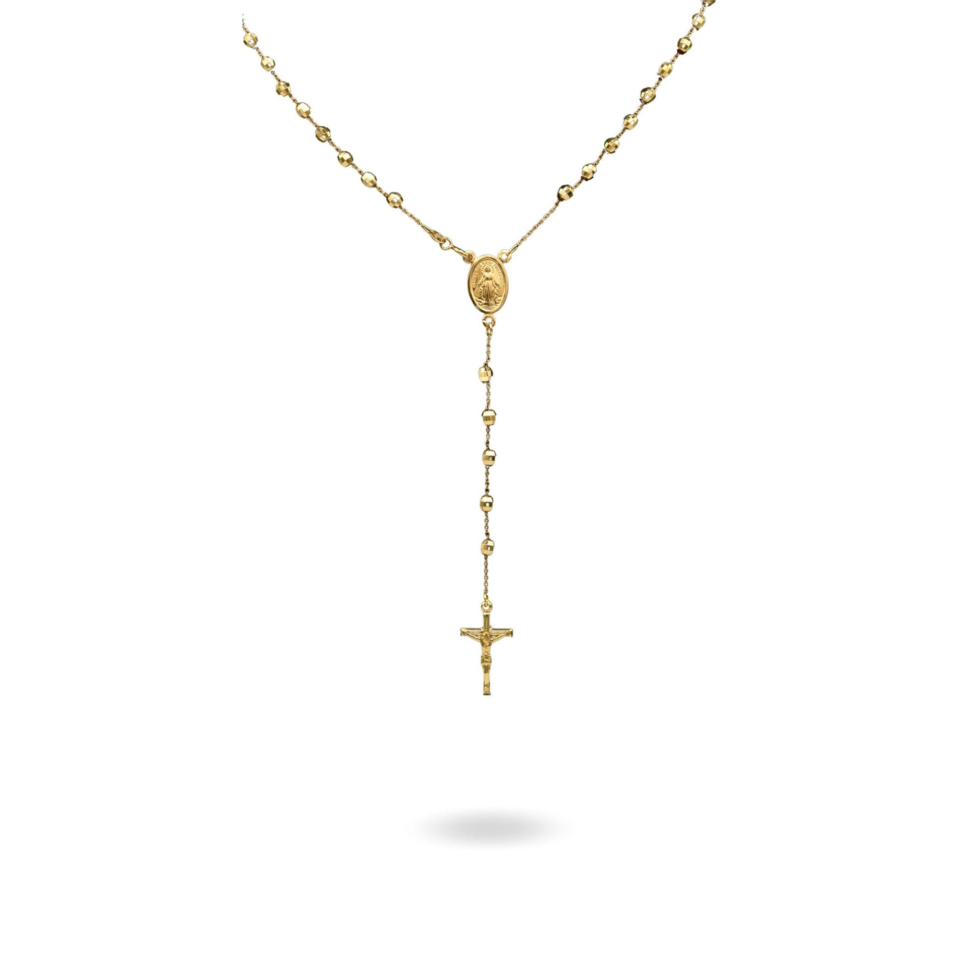 Collana Oro Giallo Oro 18 carati Rosario Modello Pendente Solo Oro 50 cm.Sfera mm 4