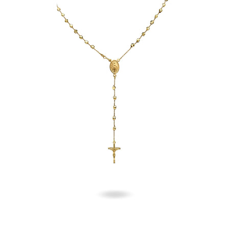 Collana Oro Giallo Oro 18 carati Rosario Modello Pendente Solo Oro 50 cm.Sfera mm 4