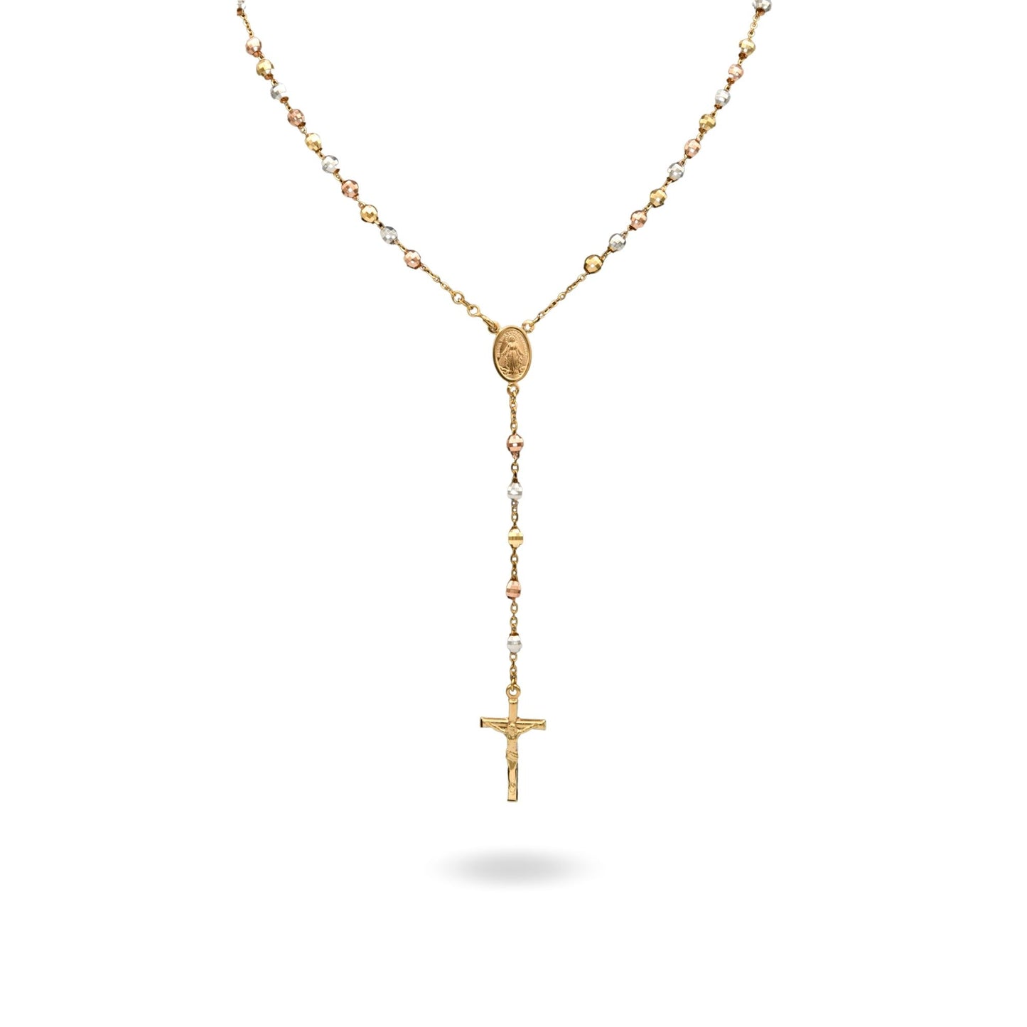 Collana Oro Bianco, Oro Giallo, Oro Rosa Oro 18 carati Rosario Modello Pendente Solo Oro 60 cm.Sfera mm 5