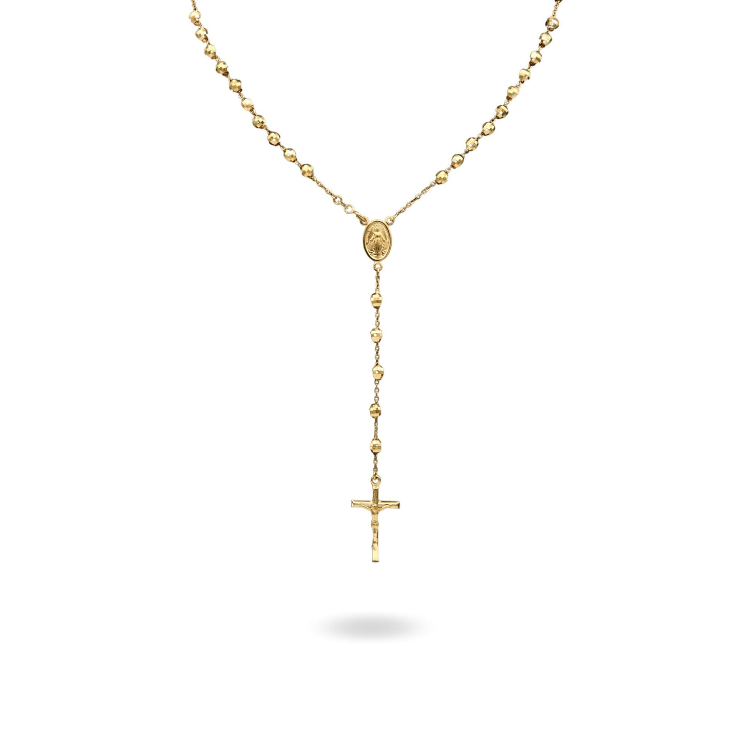 Collana Oro Giallo Oro 18 carati Rosario Modello Pendente Solo Oro 60 cm.Sfera mm 5