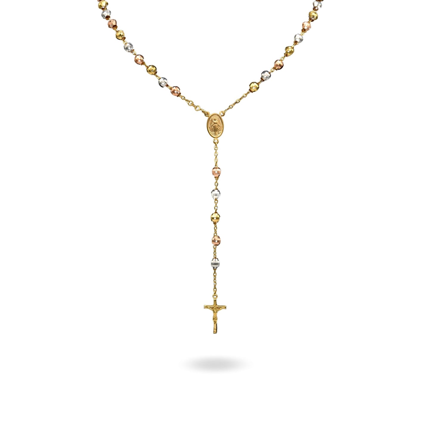 Collana Oro Bianco, Oro Giallo, Oro Rosa Oro 18 carati Rosario Modello Pendente Solo Oro 60 cm.Sfera mm 6