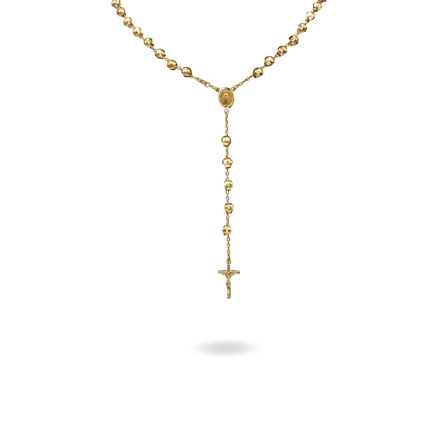 Collana Oro Giallo Oro 18 carati Rosario Modello Pendente Solo Oro 60 cm.Sfera mm 6
