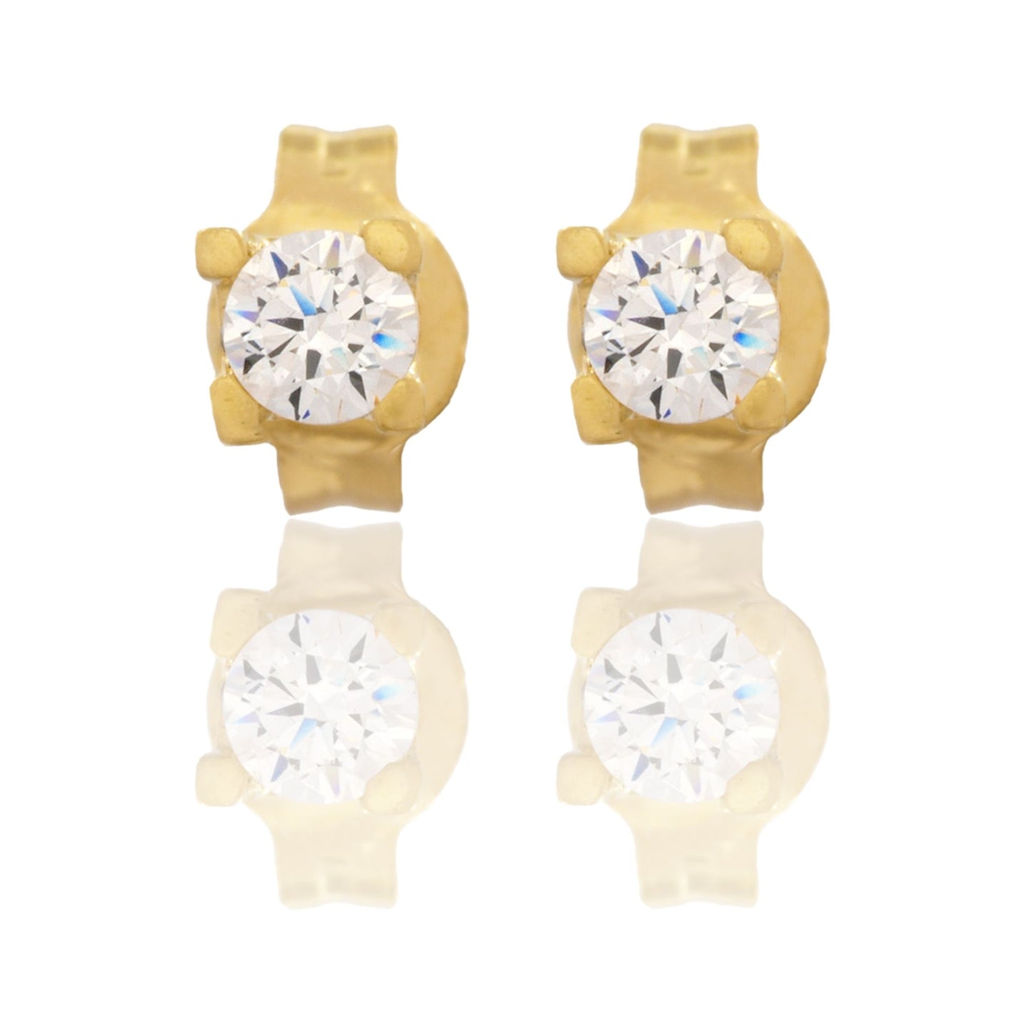 Orecchini Oro Giallo Oro 18 carati Punto Luce Quadrato 4 Griffe Zircone Bianco