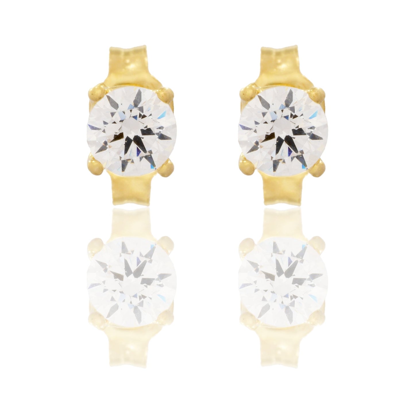 Orecchini Oro Giallo Oro 18 carati Punto Luce Quadrato 4 Griffe Zircone Bianco