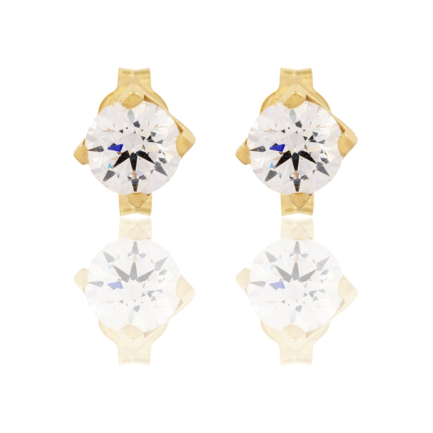 Orecchini Oro Giallo Oro 18 carati Punto Luce Quadrato 4 Griffe Zircone Bianco