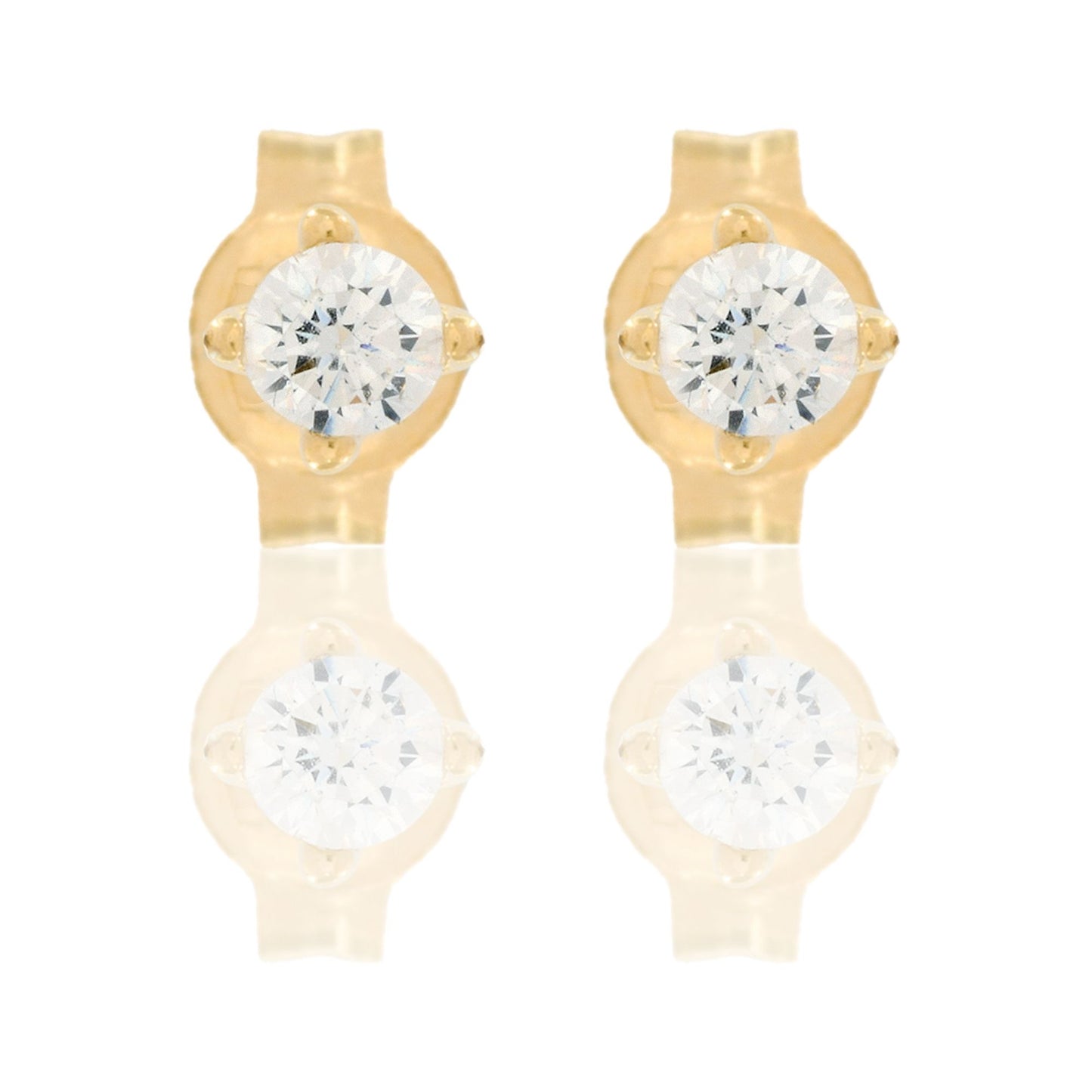 Orecchini Oro Giallo Oro 18 carati Punto Luce Quadrato 4 Griffe Zircone Bianco