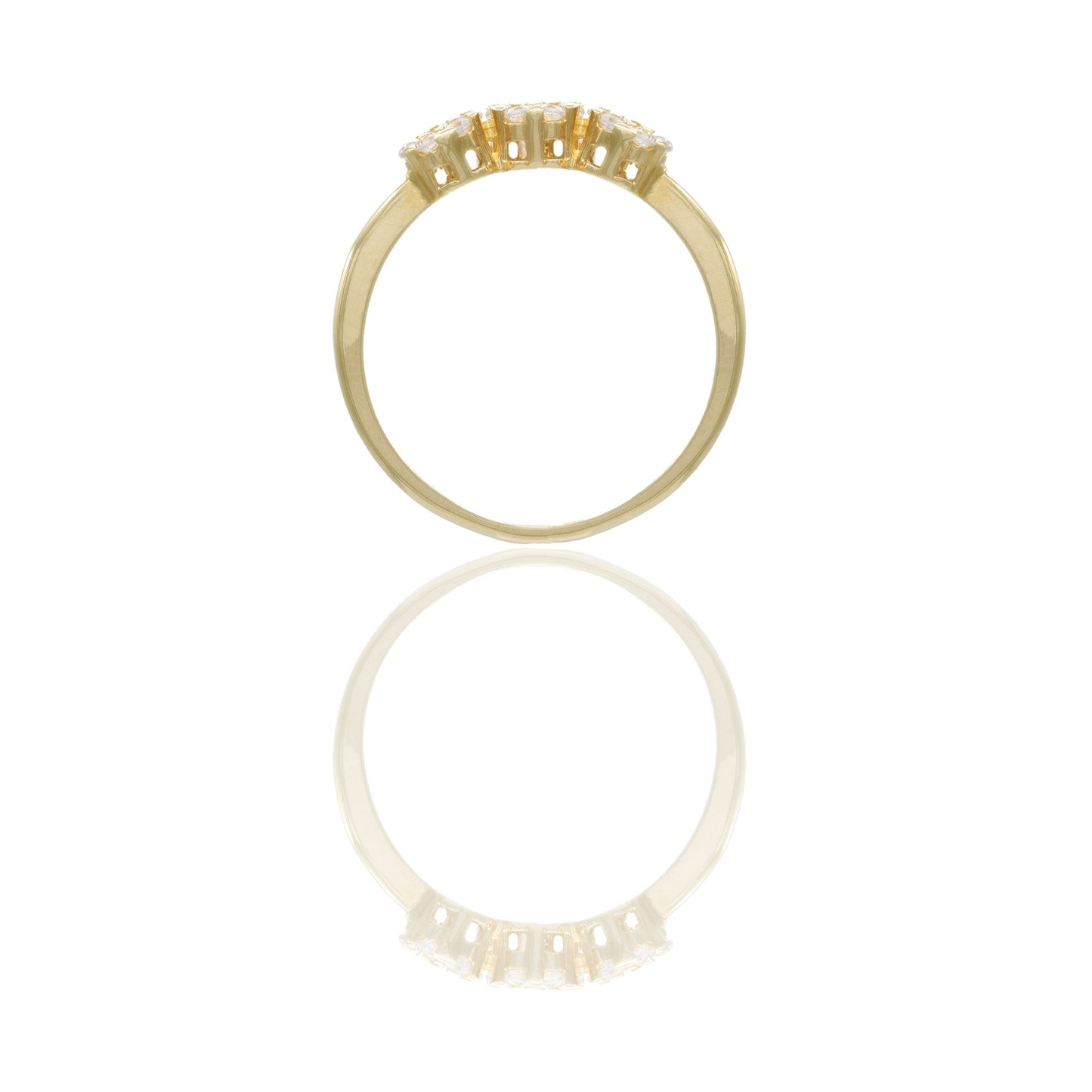 Anello Oro Giallo Oro 18 carati Trilogy Fiore Zirconi Bianchi