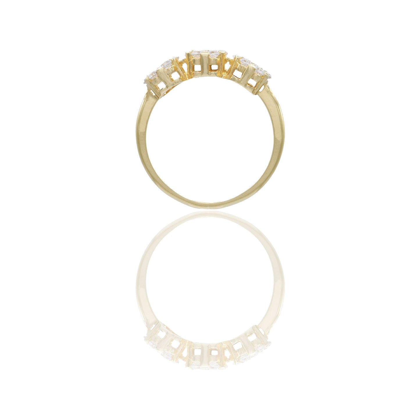 Anello Oro Giallo Oro 18 carati Trilogy Fiore Zirconi Bianchi