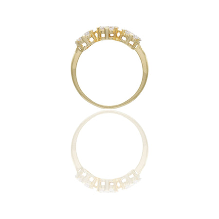 Anello Oro Giallo Oro 18 carati Trilogy Fiore Zirconi Bianchi