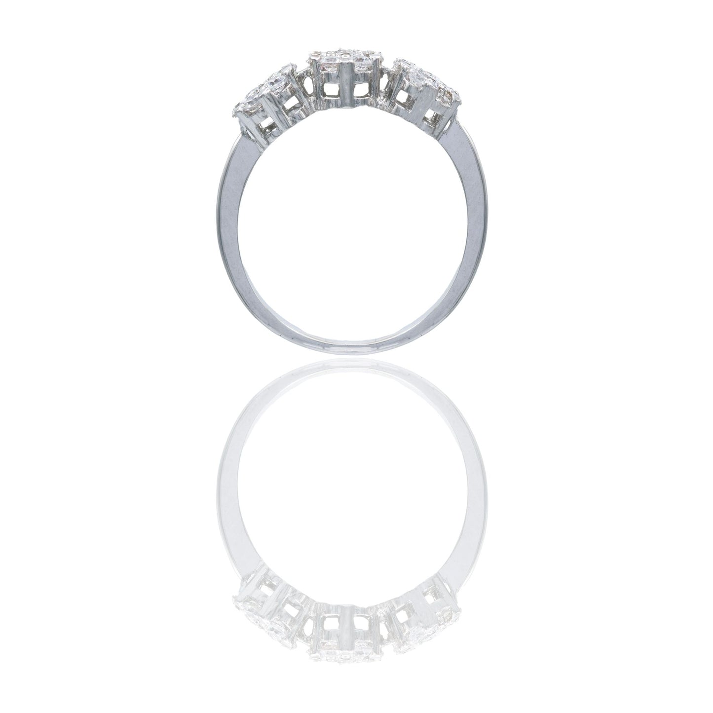 Anello Oro Bianco Oro 18 carati Trilogy Fiore Zirconi Bianchi