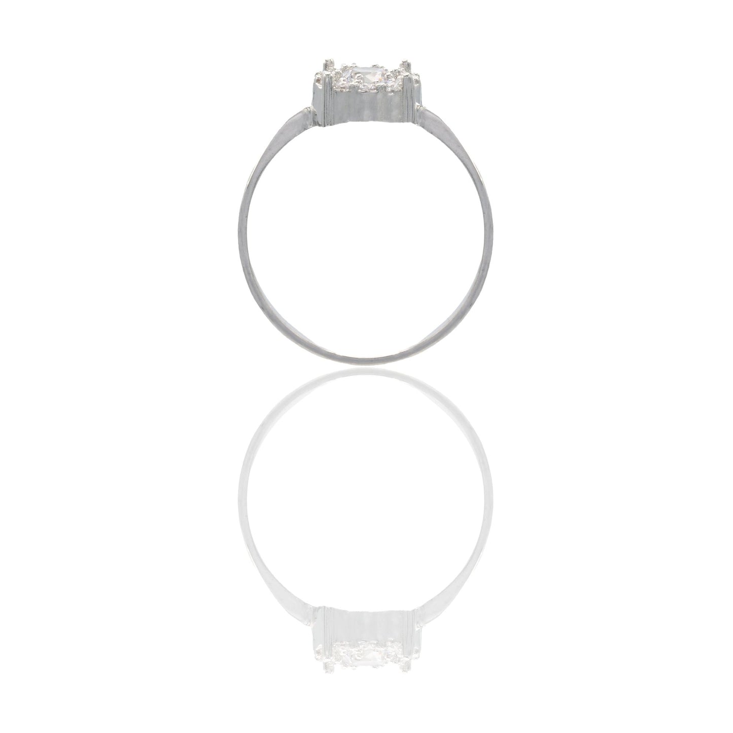 ANELLO DONNA PIETRA BIANCA CENTRALE E CONTORNO PAVE' DI ZIRCONI