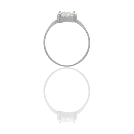 ANELLO DONNA PIETRA BIANCA CENTRALE E CONTORNO PAVE' DI ZIRCONI