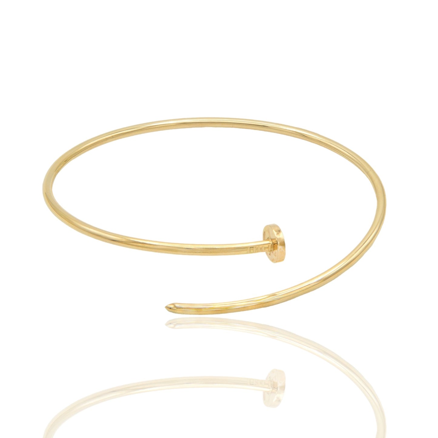 Anello Oro Giallo Oro 18 carati Rigido Flex Chiodo Canna Tonda Solo Oro