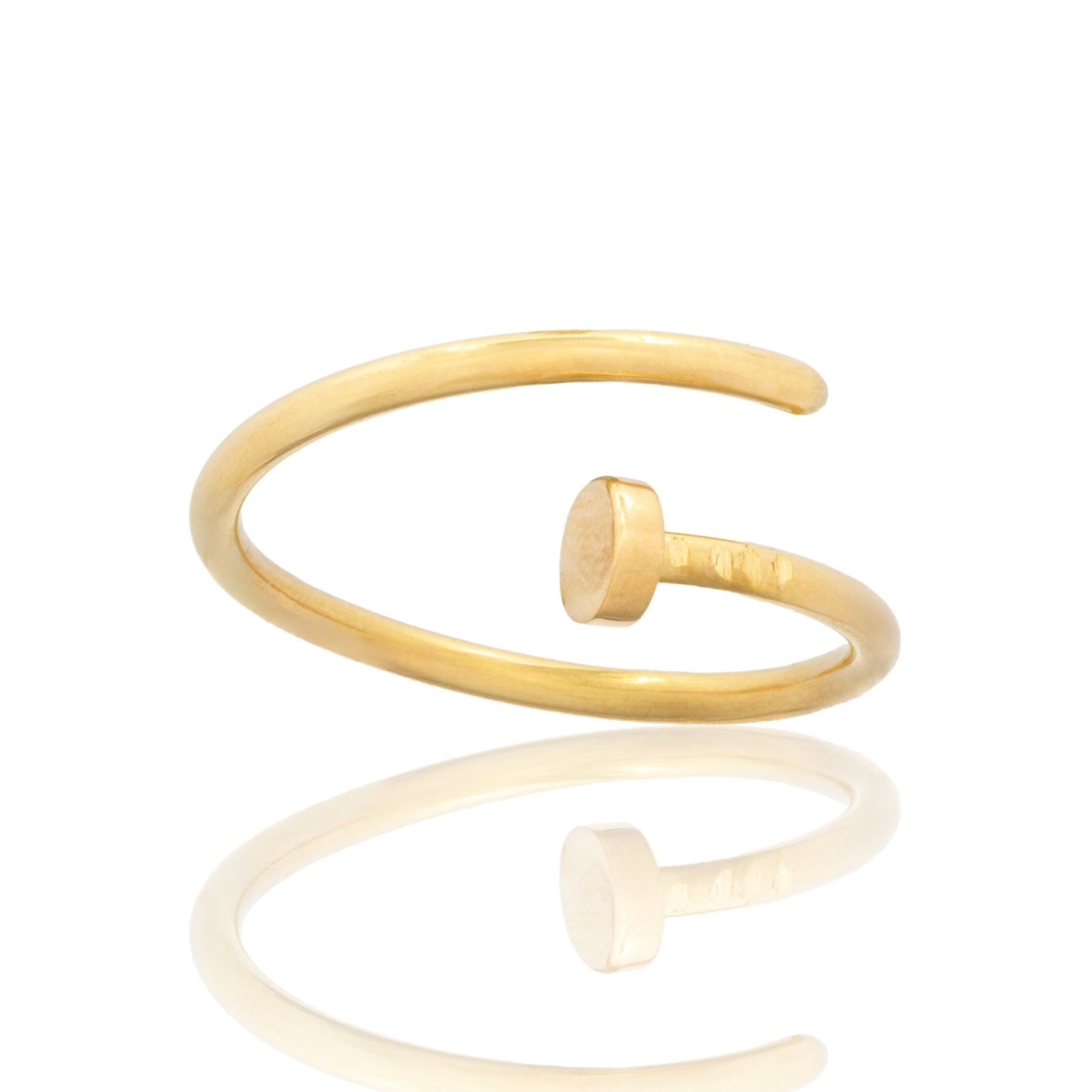 Anello Oro Giallo Oro 18 carati Rigido Flex Chiodo Canna Tonda Sottile Solo Oro