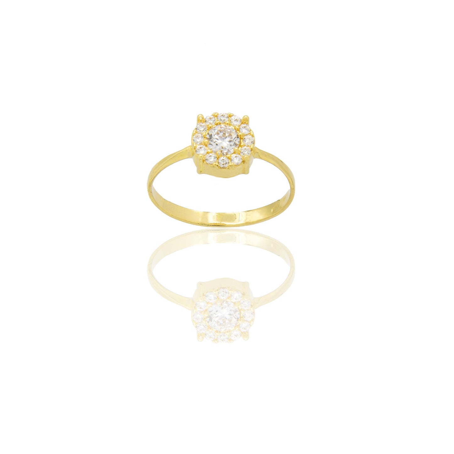 Anelli Oro Giallo Oro 18 carati Magic centro e contorno pavè Zirconi Bianchi spessore gambo 2mm spessore pietra 8mm