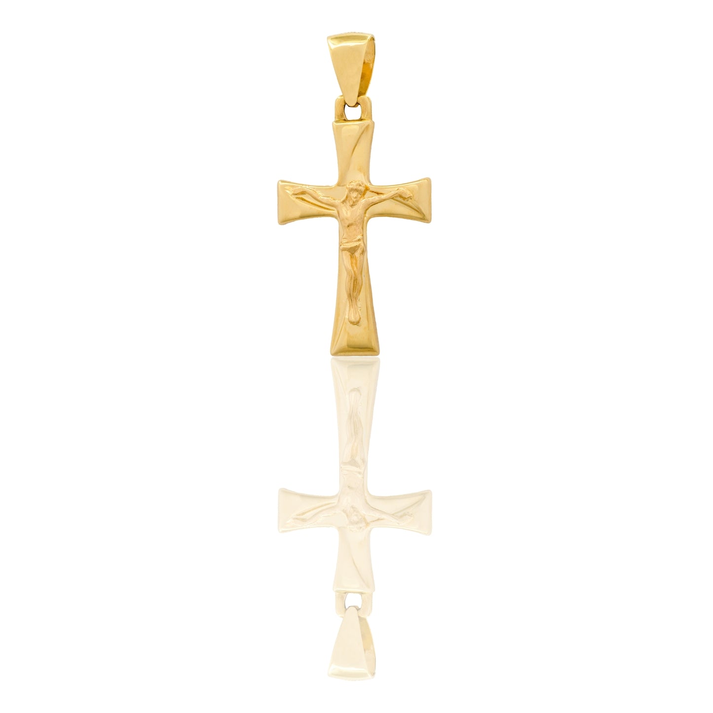 Ciondolo Oro Giallo Oro 18 carati Croce Con Riga Trasversale Cristo Solo Oro