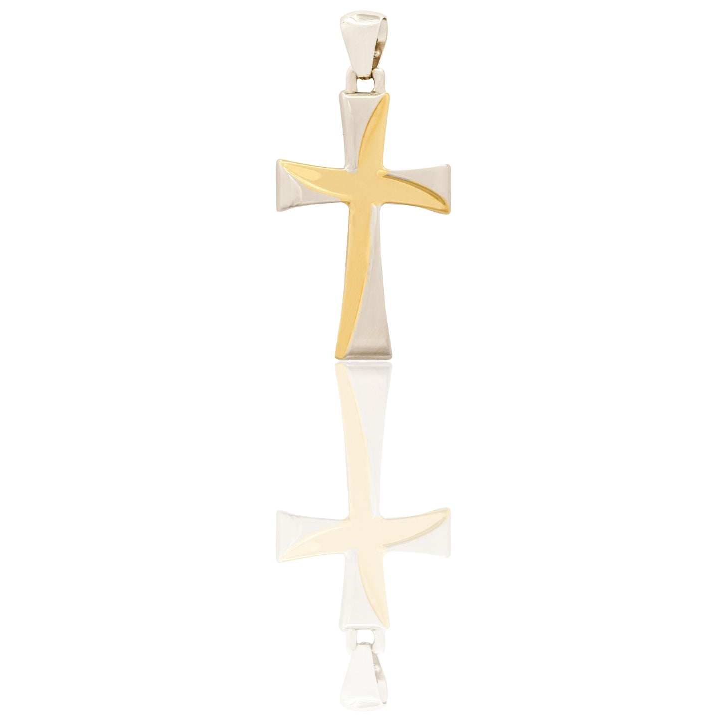 Ciondolo Oro Giallo Oro Bianco Oro 18 carati Croce Stilizzata Con Riporti In Oro Bianco Solo Oro