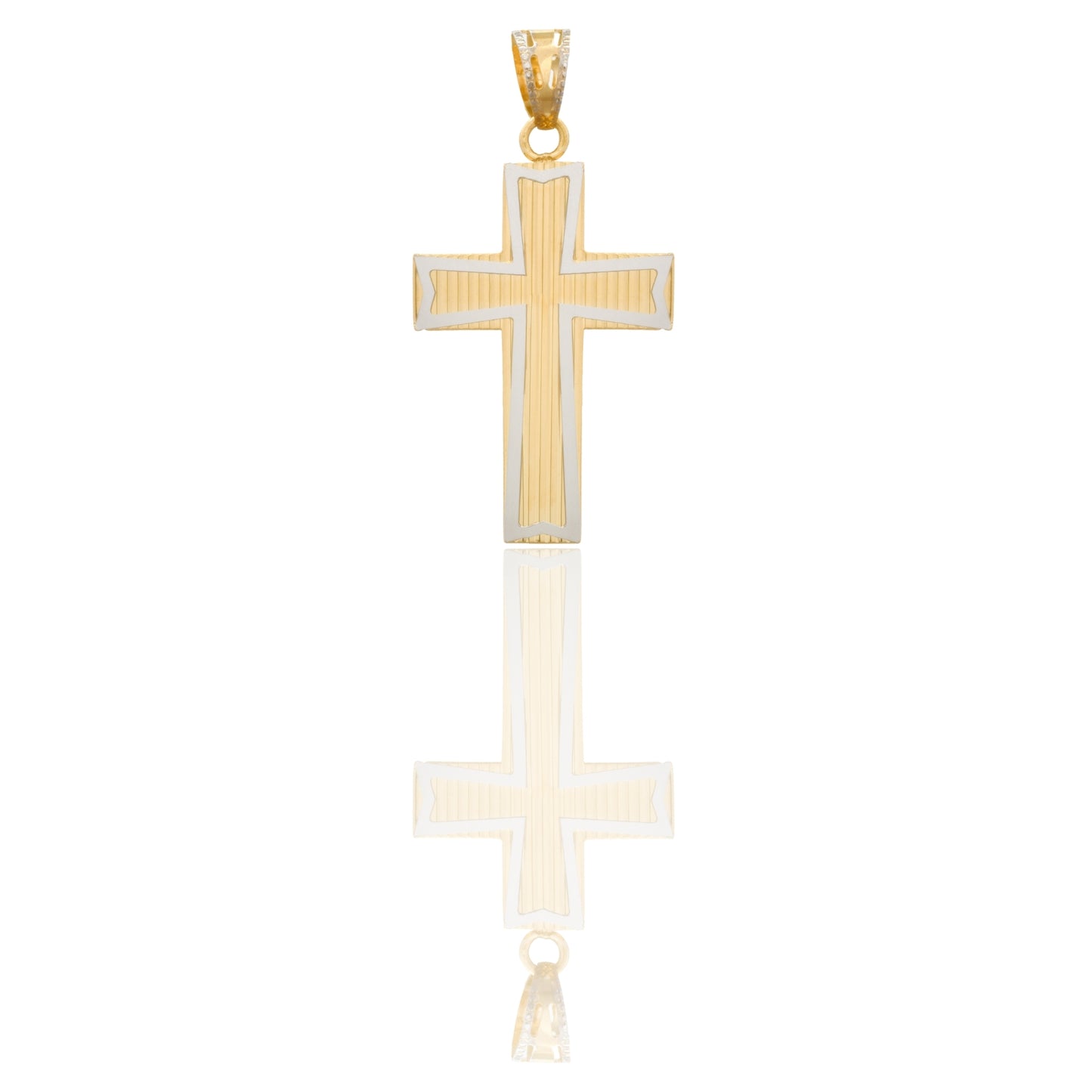 Ciondolo Oro Giallo Oro Bianco Oro 18 carati Croce Bordo Liscio Sagomato Solo Oro