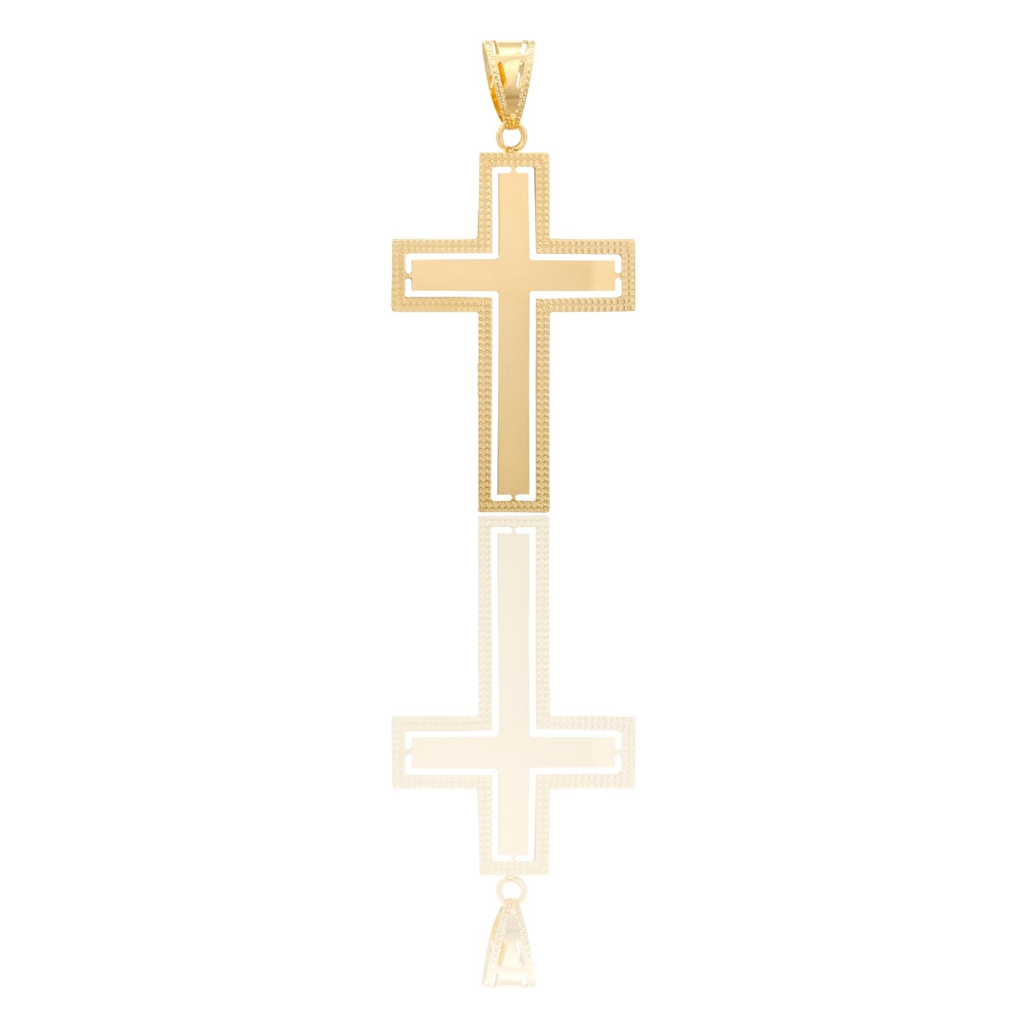 Ciondolo Oro Giallo Oro 18 carati Croce Bordo Puntinato Solo Oro