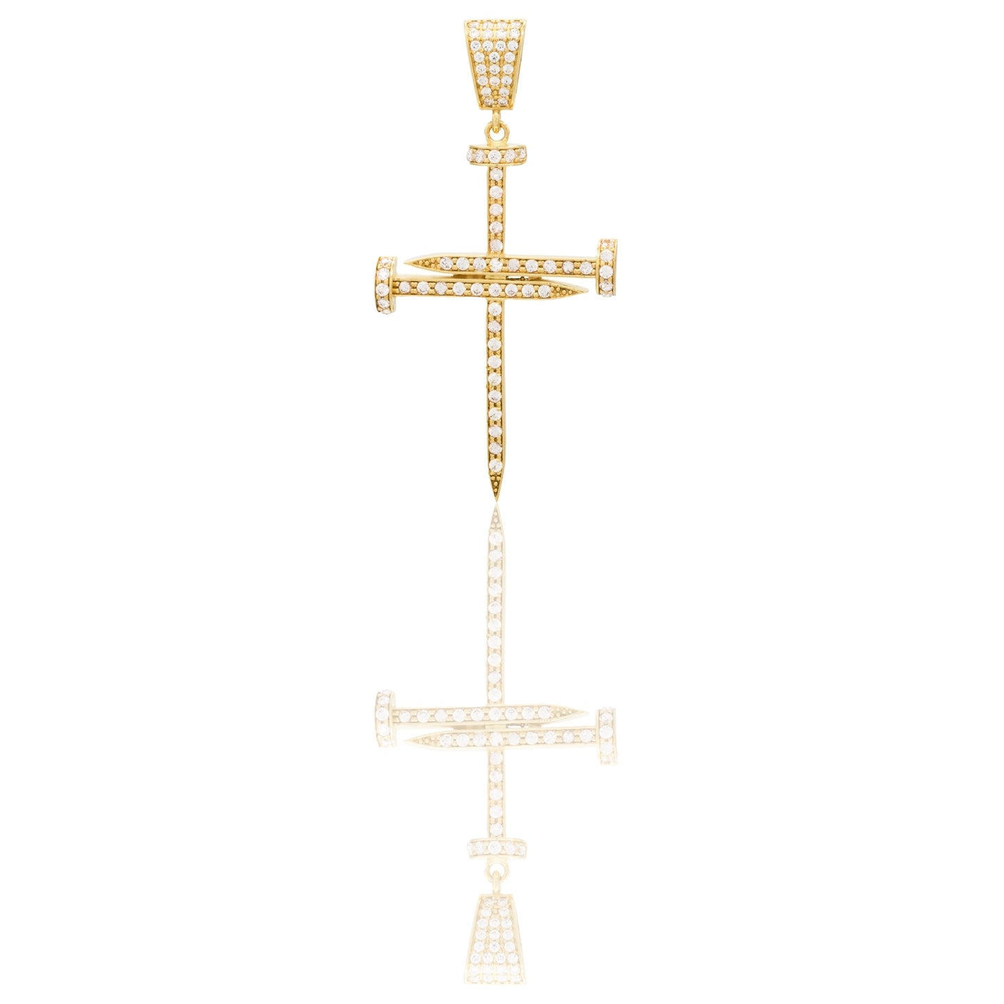 Ciondolo Oro Giallo Oro 18 carati Chiodi Pave' Zirconi Bianchi