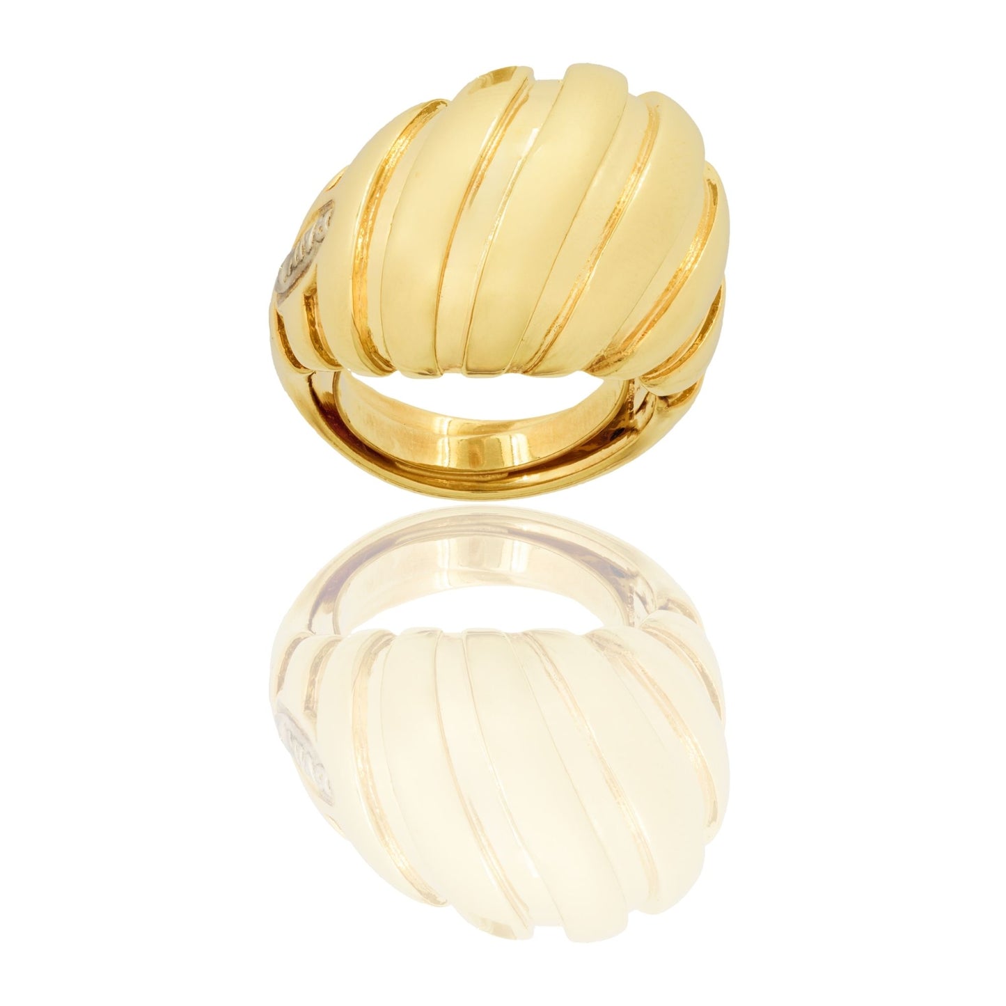 Anello Oro Giallo Oro 18 carati Bombato A Righe Solo Oro cm 1,5 spessore gambo 2,70 lunghezza cm. 2,5