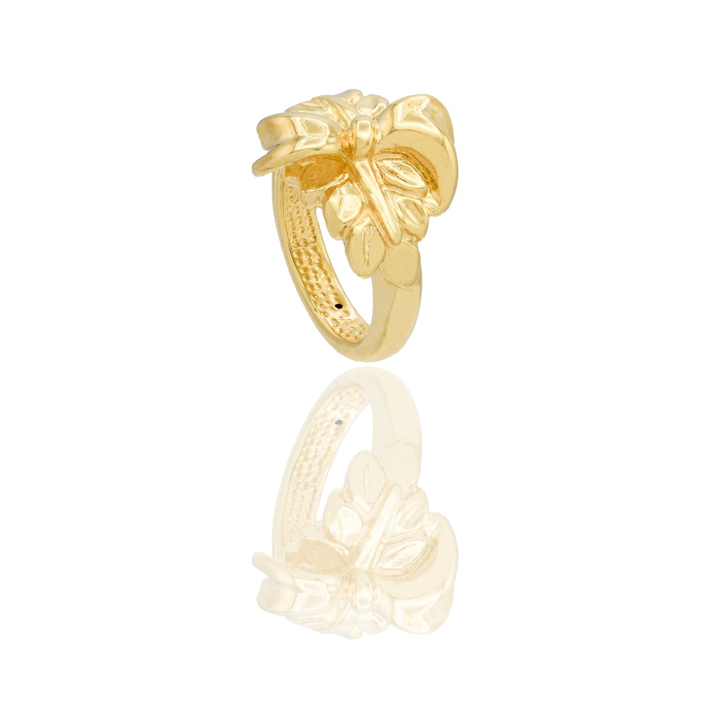 Anelli Oro Giallo Elettroformato Solo Oro spessore gambo 4mm lunghezza foglia 2,3 larghezza 1,9 cm