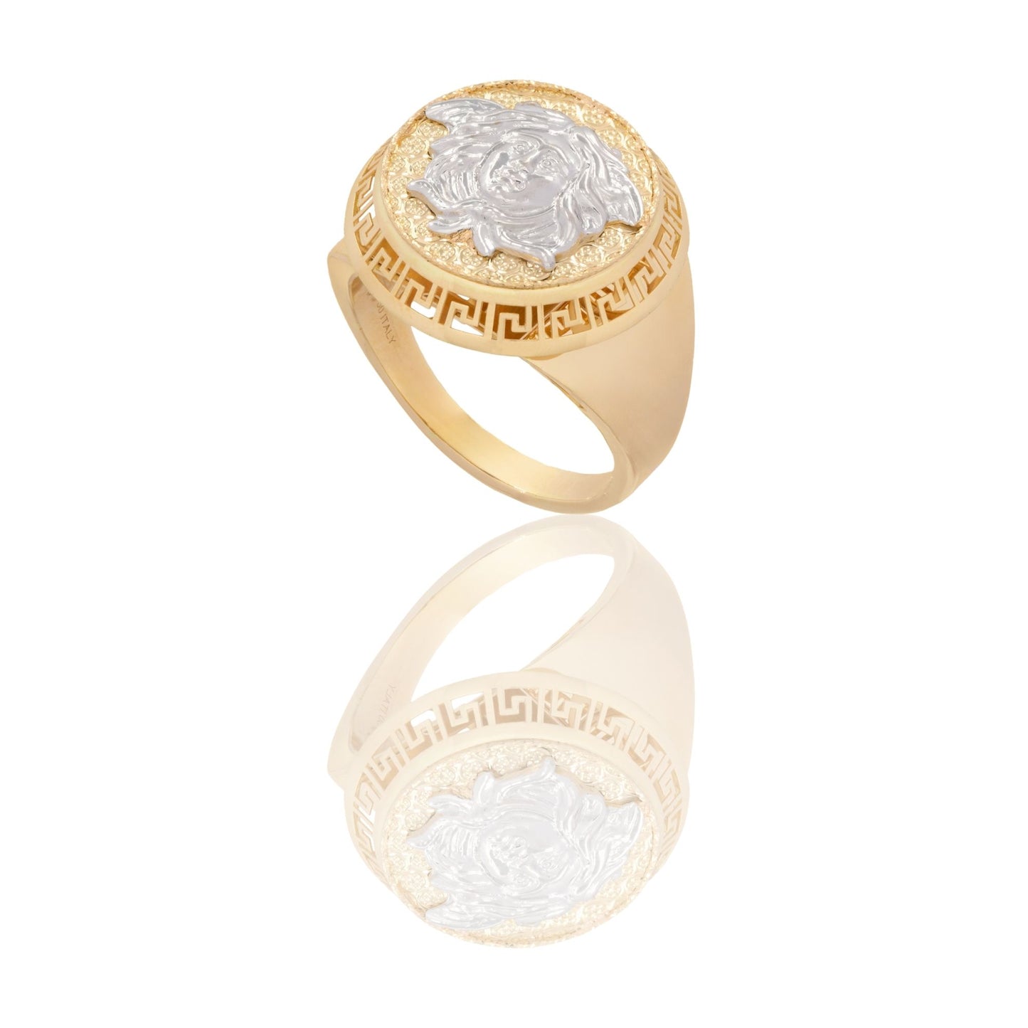 ANELLO UOMO SCUDO CON GRECA E MEDUSA