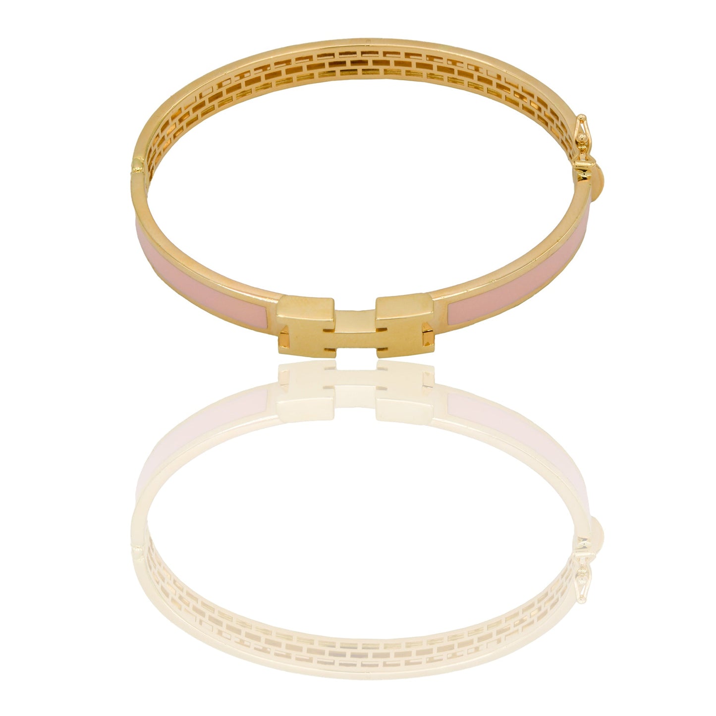 Bracciali Oro Giallo Catena vuota  Smalto Rosa diametro cm. 6