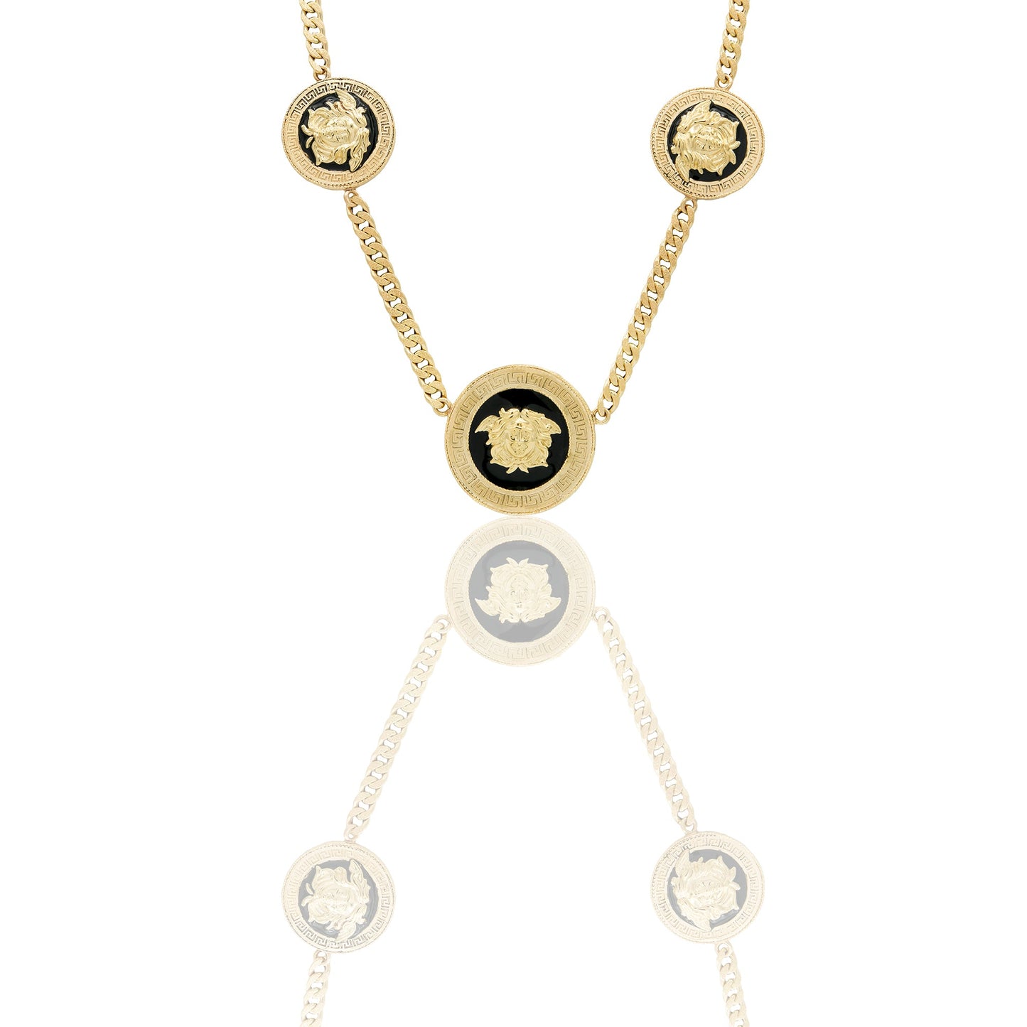 Collane Oro Giallo Catena vuota Smalto Nero lunghezza cm. 50 Cerchio diam. 3\2,3