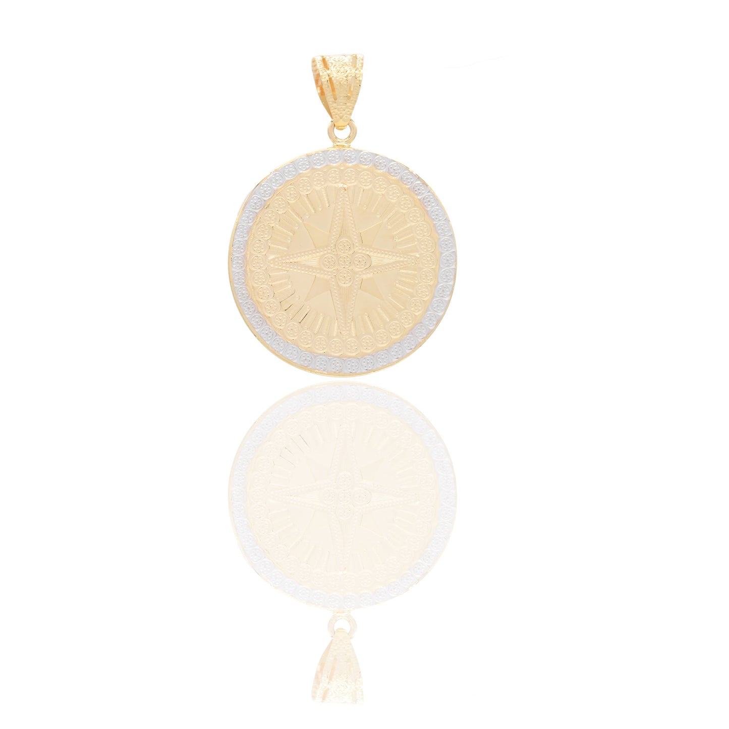 Ciondoli Oro Giallo Oro Bianco Oro 18 carati Rosa dei venti tonda Solo Oro 4cm x 3cm