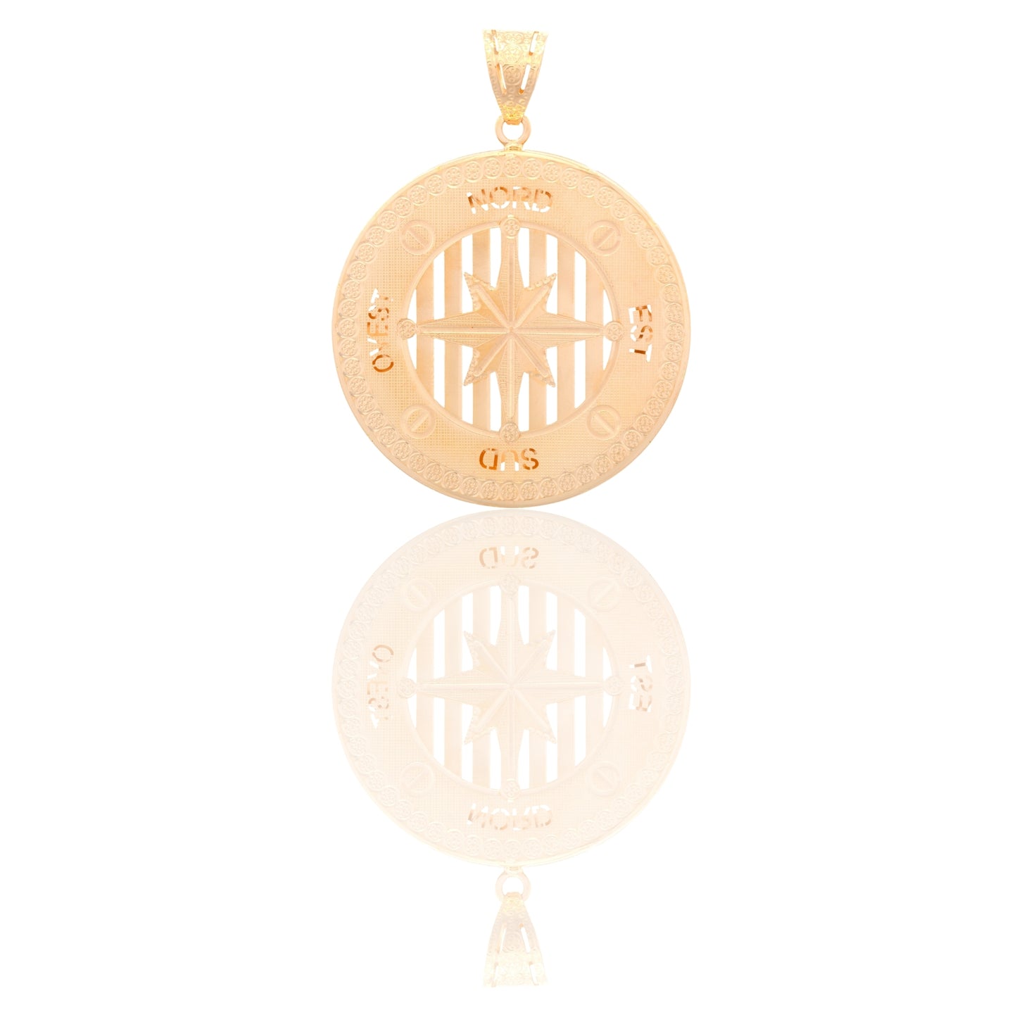 Ciondolo Oro Giallo Oro 18 carati Tondo Con Rosa Dei Venti Solo Oro