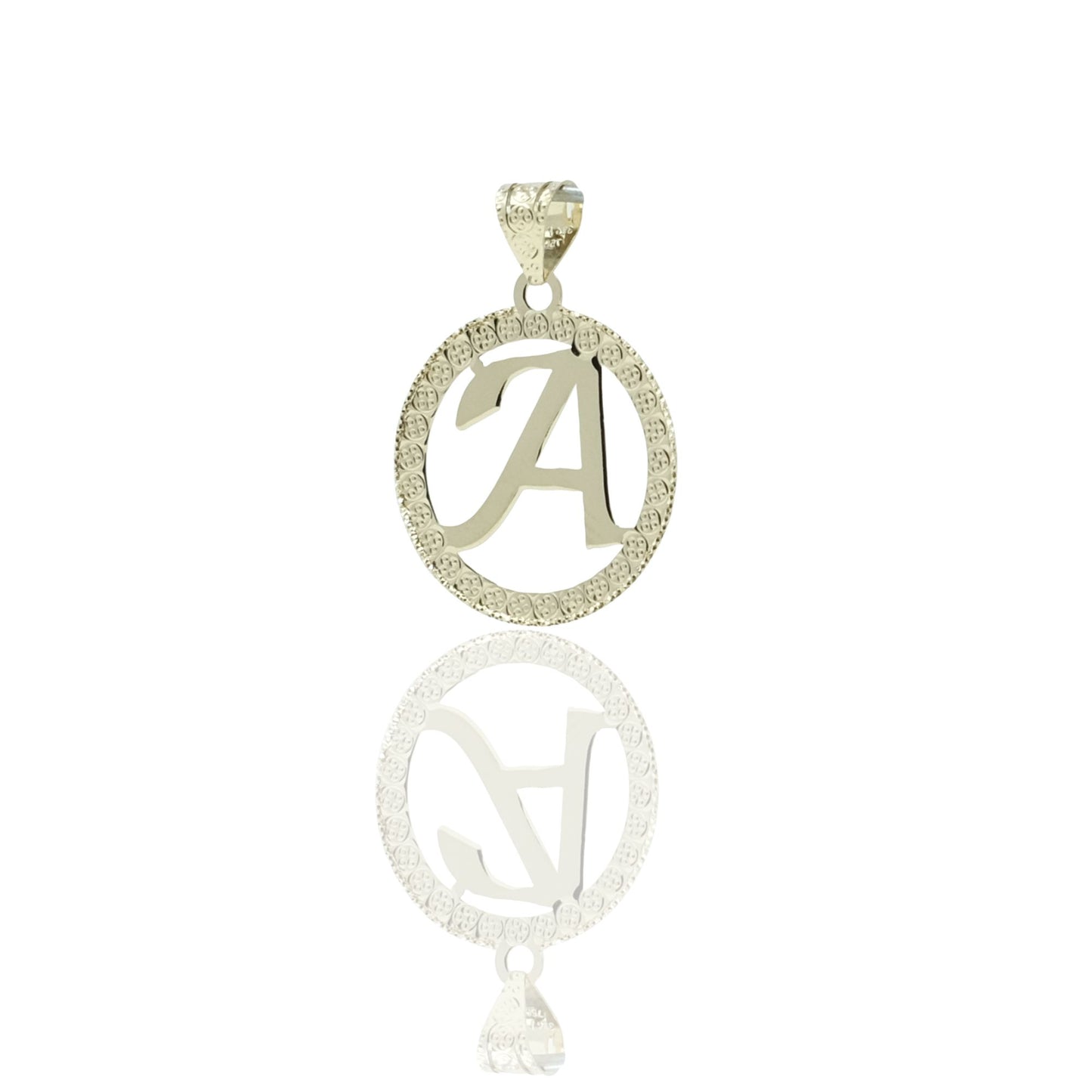Ciondolo Oro Giallo Oro 18 carati Lettera A Corsivo Con Contorno Solo Oro diam. cm.2,2