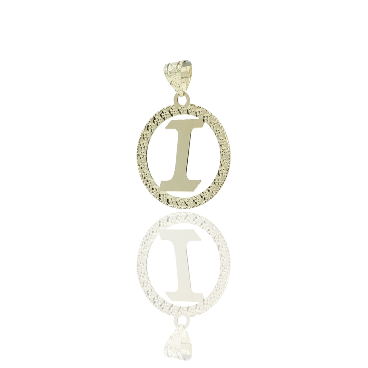 Ciondolo Oro Giallo Oro 18 carati Lettera I Corsivo Con Contorno Solo Oro diam. cm.2,2