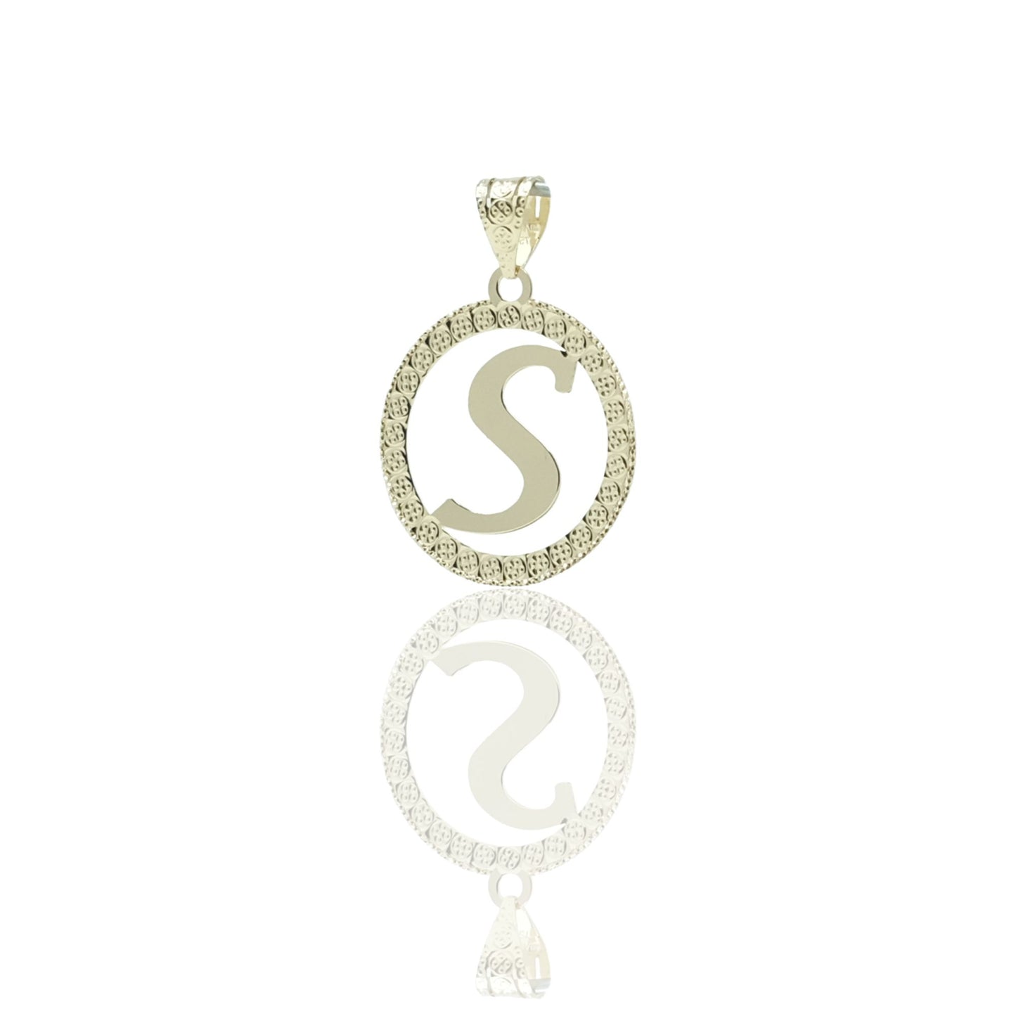 Ciondolo Oro Giallo Oro 18 carati Lettera S Corsivo Con Contorno Solo Oro diam. cm.2,2