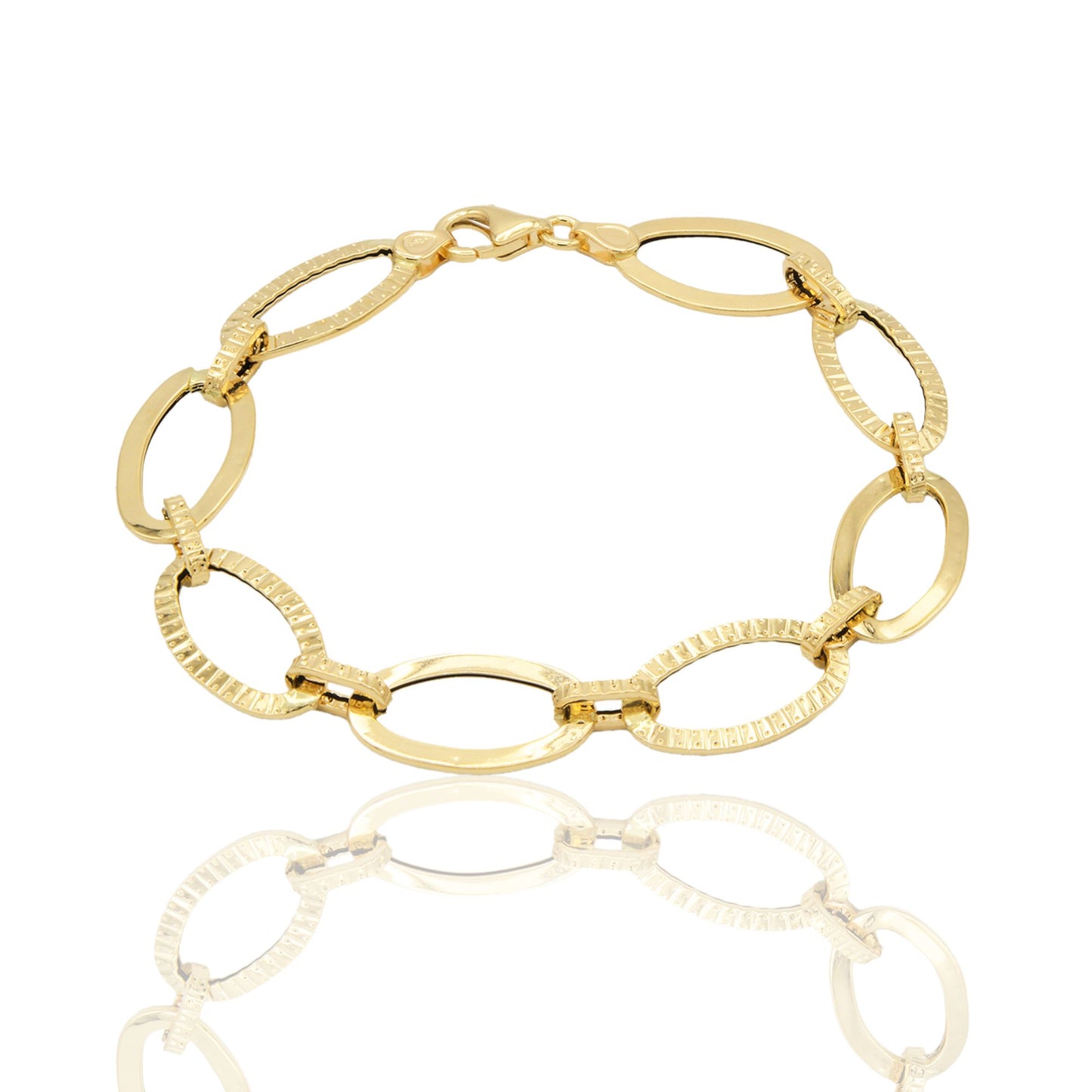 Bracciale Oro Giallo Oro 18 carati Anelli Ovali Solo Oro