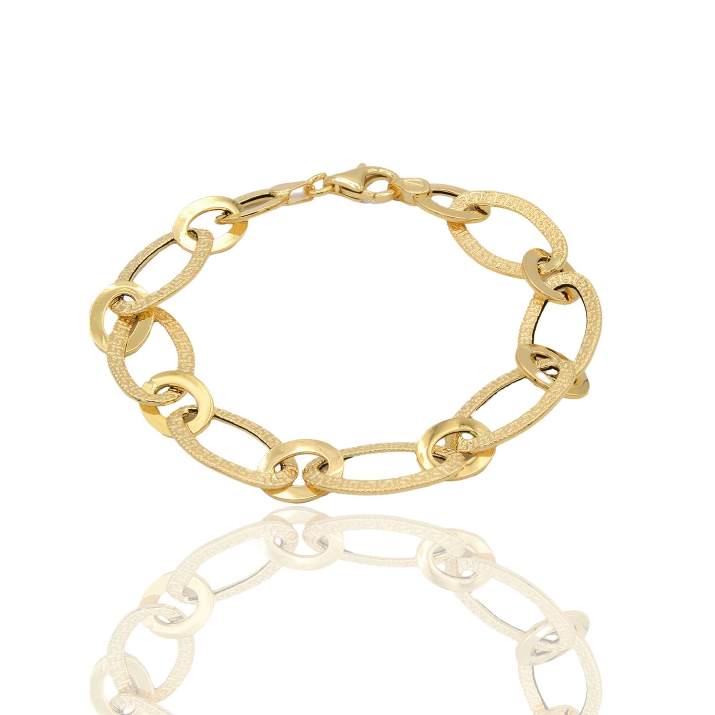 Bracciale Oro Giallo Oro 18 carati Maglia intrecciata Con Greca Solo Oro