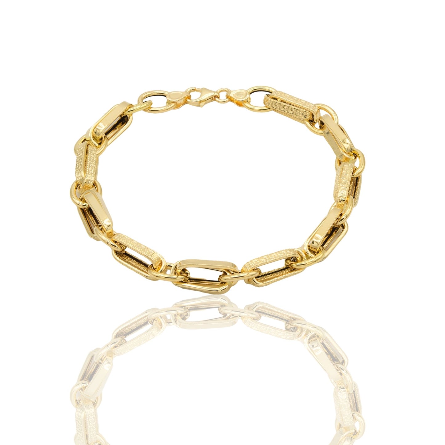 Bracciale Oro Giallo Oro 18 carati Tubolare Con Maglia Greca Solo Oro