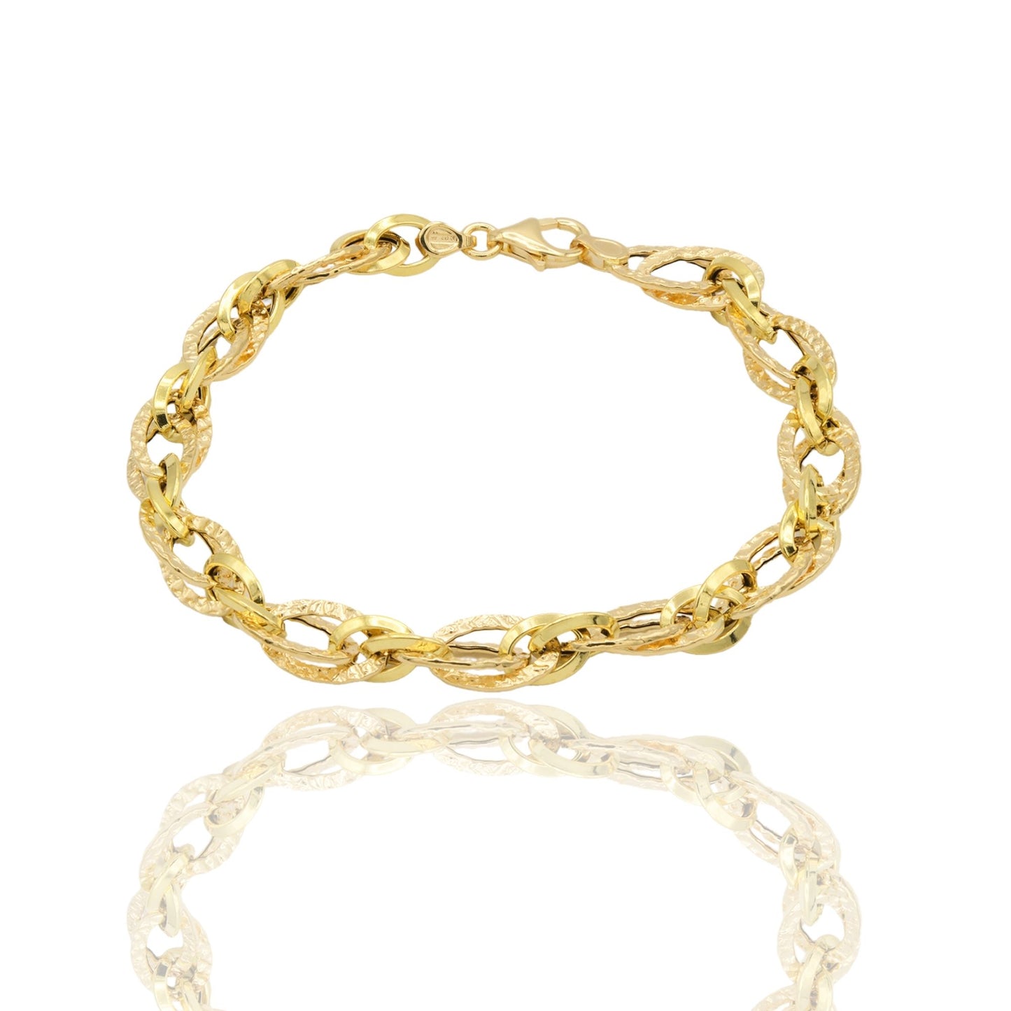 Bracciale Oro Giallo Oro 18 carati Catena Ovali Solo Oro cm. 20