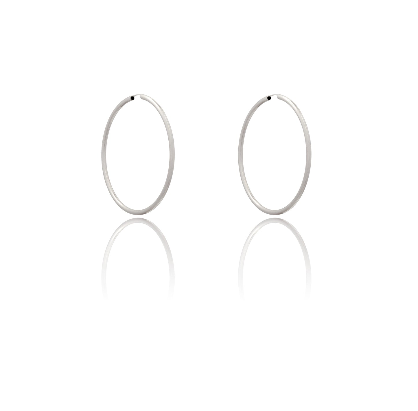 Orecchini Oro Bianco Oro 18 carati Cerchio Chiusura A Scomparsa Solo Oro Spessore mm 2 diametro interno cm.4,5