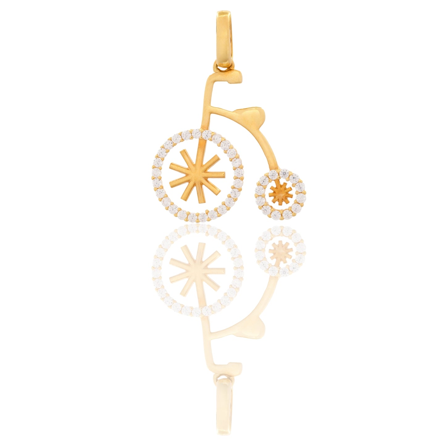 Ciondolo Oro Giallo Oro 18 carati Bicicletta Zirconi Bianchi cm.2,2