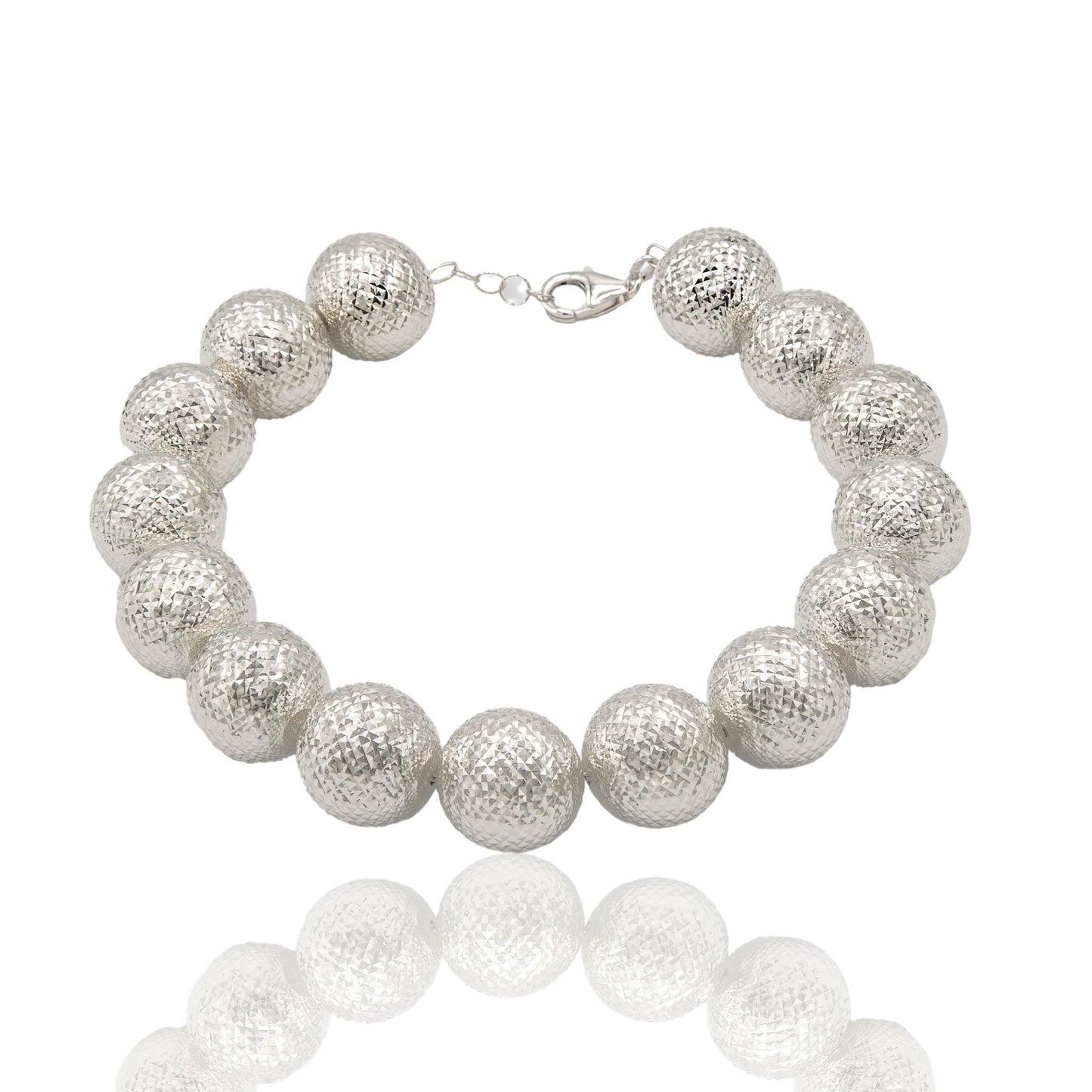 Bracciale Oro Bianco Oro 18 carati Milleluci Solo Oro Sfera 14 mm