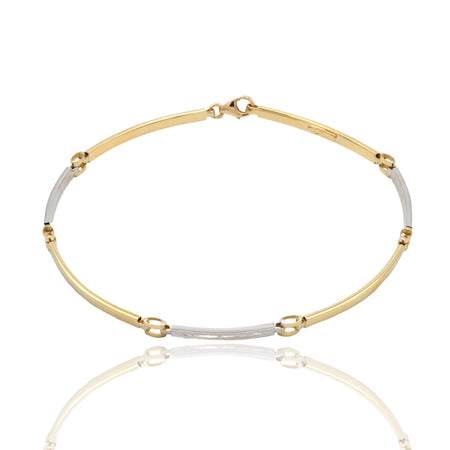 Bracciali Oro Giallo Oro Bianco Oro 18 carati Targhe Sottili Solo Oro cm. 19,5