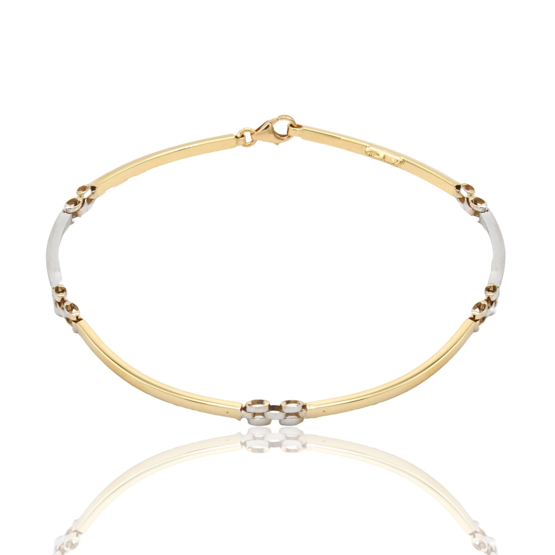 Bracciali Oro Giallo Oro Bianco Oro 18 carati Targhe Sottili Solo Oro cm. 20,5