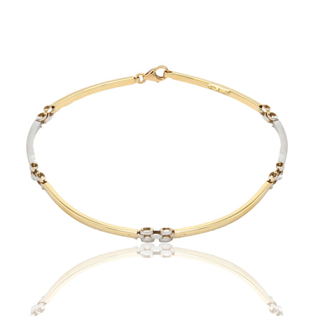 Bracciali Oro Giallo Oro Bianco Oro 18 carati Targhe Sottili Solo Oro cm. 20,5
