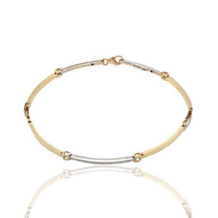 Bracciali Oro Giallo Oro Bianco Oro 18 carati Targhe Sottili Solo Oro cm. 19,5