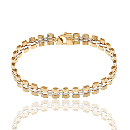 Bracciali Oro Giallo Oro Bianco Oro 18 carati Maglia cinturino Solo Oro cm. 22