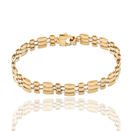 Bracciali Oro Giallo Oro Bianco Oro 18 carati Maglia cinturino Solo Oro cm. 22